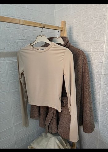 Parmak geçirmeli bej bluz - Görsel 2