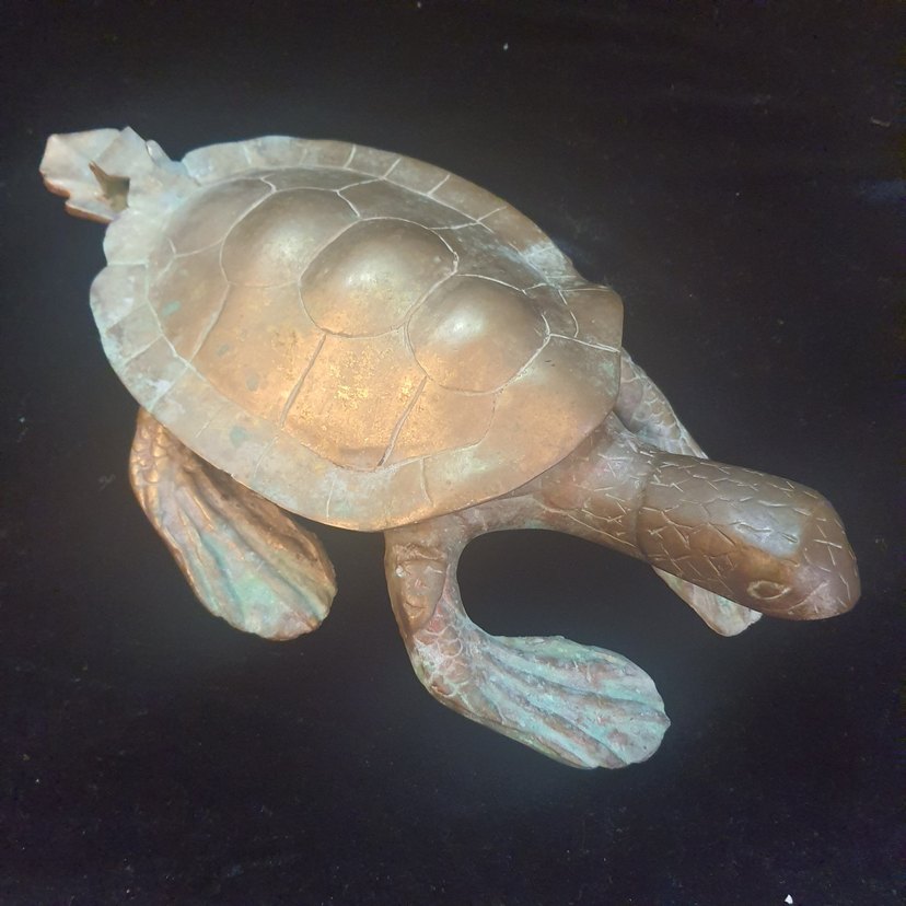 Kahverengi Deniz Kaplumbağası Heykeli Bronz CARETTA CARETTA - Görsel 2