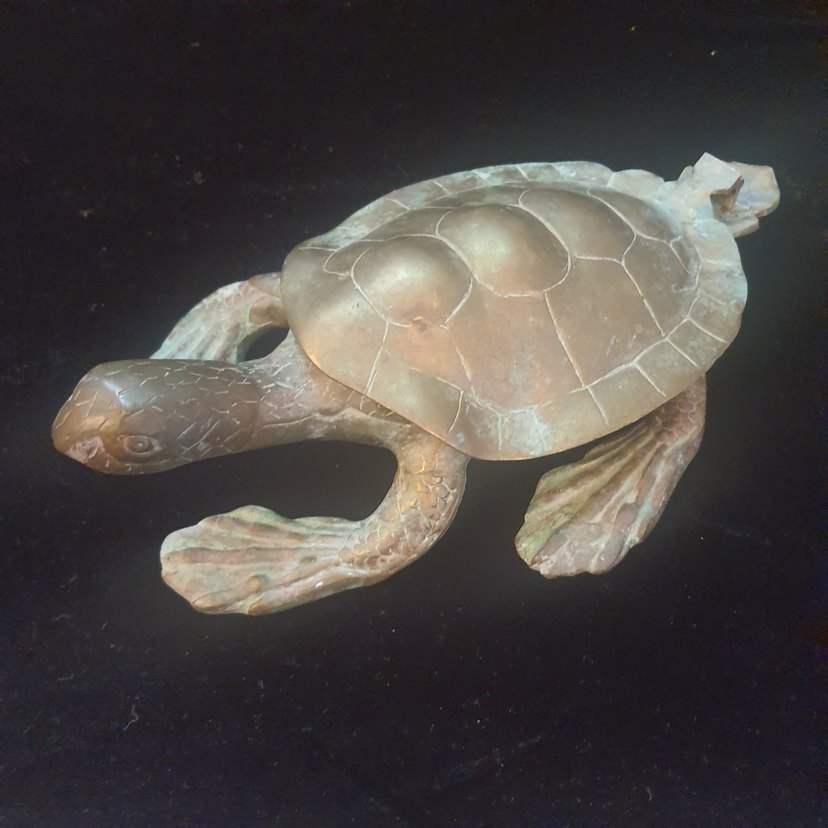 Kahverengi Deniz Kaplumbağası Heykeli Bronz CARETTA CARETTA - Görsel 4