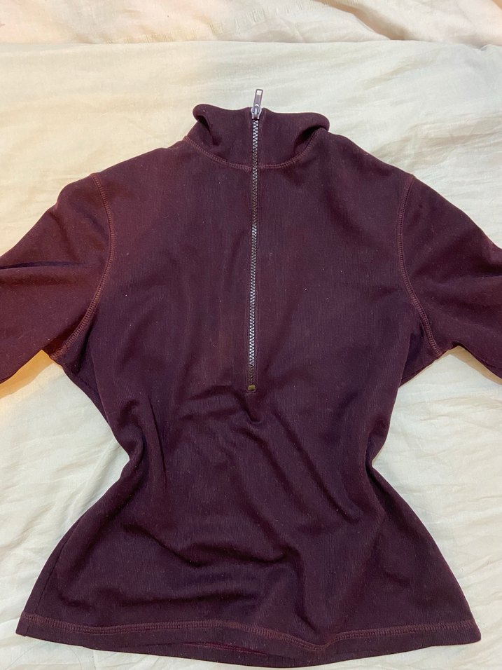 Bordo Fermuarlı Yüksek Yaka  Kazak - Görsel 2