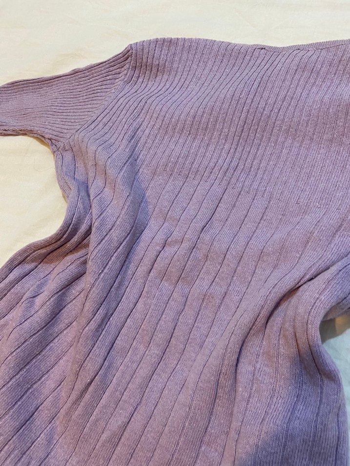 Düğmeli Mor Triko Kadın Hırka - Görsel 2