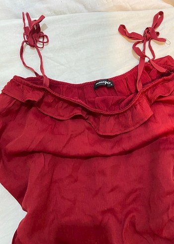 Kırmızı  Mini Askılı Tulum - Görsel 2