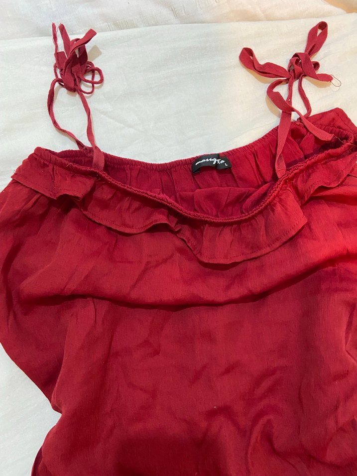 Kırmızı  Mini Askılı Tulum - Görsel 2