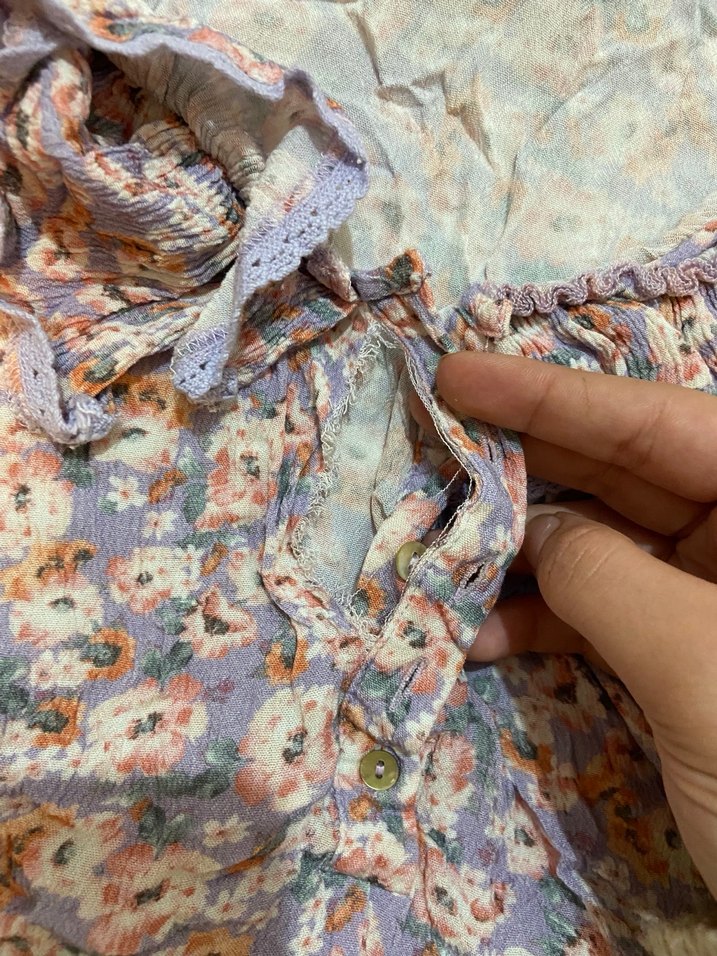 Mor Bağcıklı Volanlı Bohem Bluz - Görsel 3