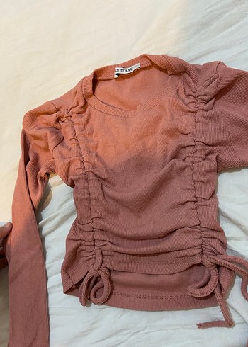 Kadın Soft Pembe Drapeli Uzun Kollu Triko - Görsel 2