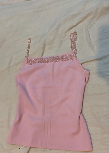 Pembe Boncuklu Askılı Bluz - Görsel 2