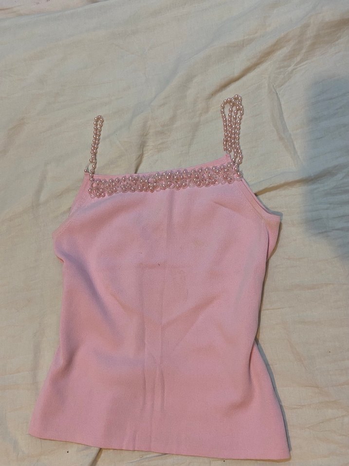 Pembe Boncuklu Askılı Bluz - Görsel 2