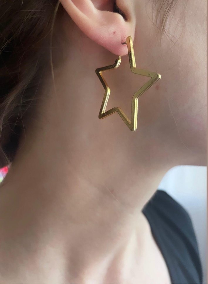 Pembe Yıldız Küpe ve Uzun Sallantılı Kadın Küpesi - Görsel 3