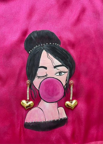 Pembe Kabarcıklı Kalp Küpe - Görsel 2