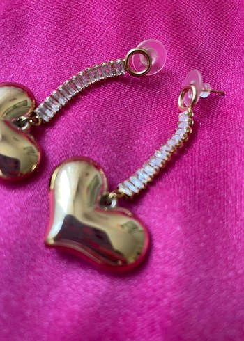 Pembe Kabarcıklı Kalp Küpe - Görsel 6