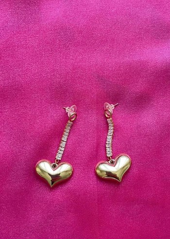 Pembe Kabarcıklı Kalp Küpe - Görsel 5