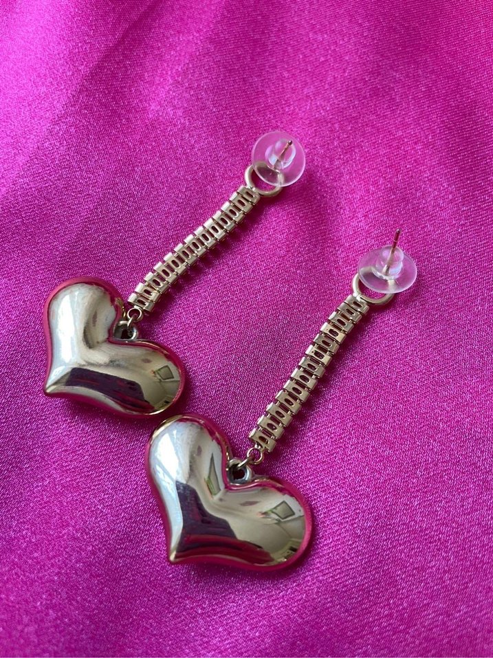 Pembe Kabarcıklı Kalp Küpe - Görsel 3