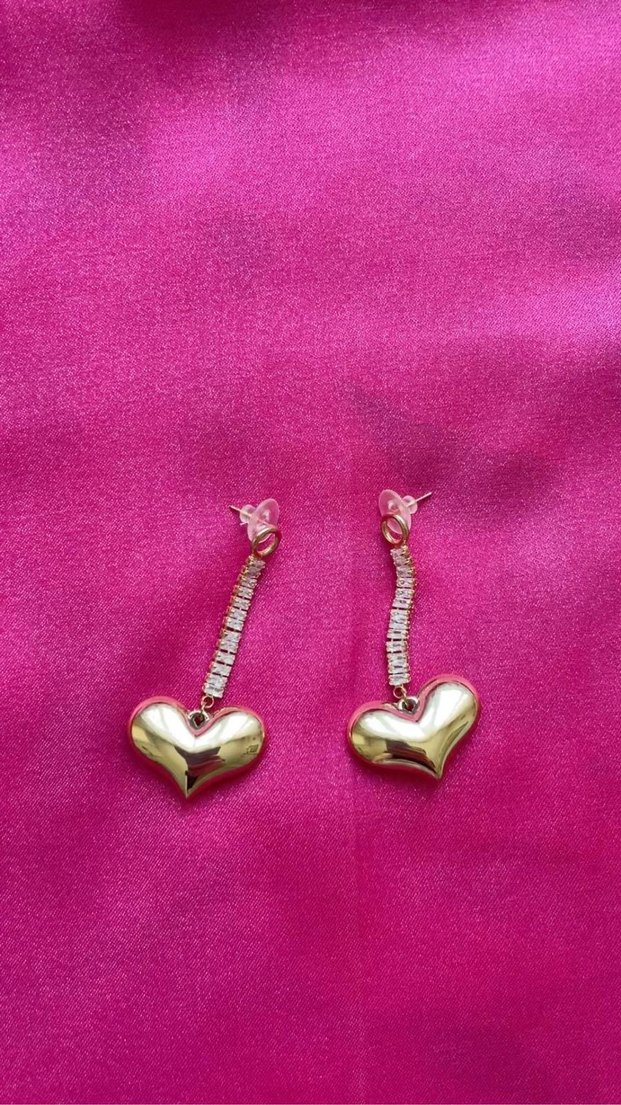 Pembe Kabarcıklı Kalp Küpe - Görsel 5