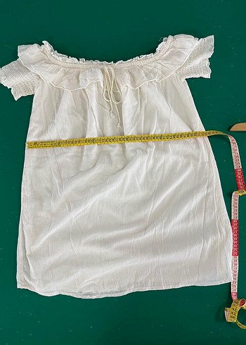 Beyaz Keten Mudo  Bohem Elbise - Görsel 7