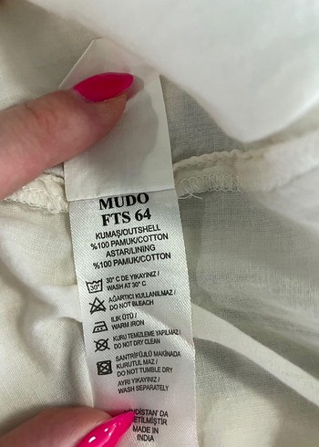 Beyaz Keten Mudo  Bohem Elbise - Görsel 6