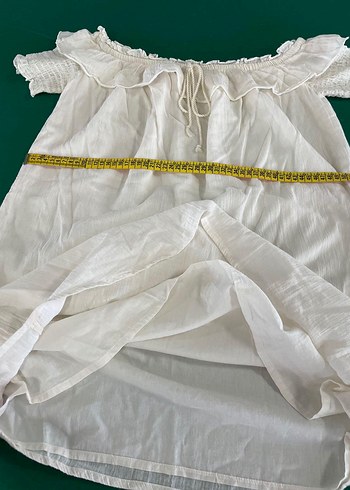 Beyaz Keten Mudo  Bohem Elbise - Görsel 5