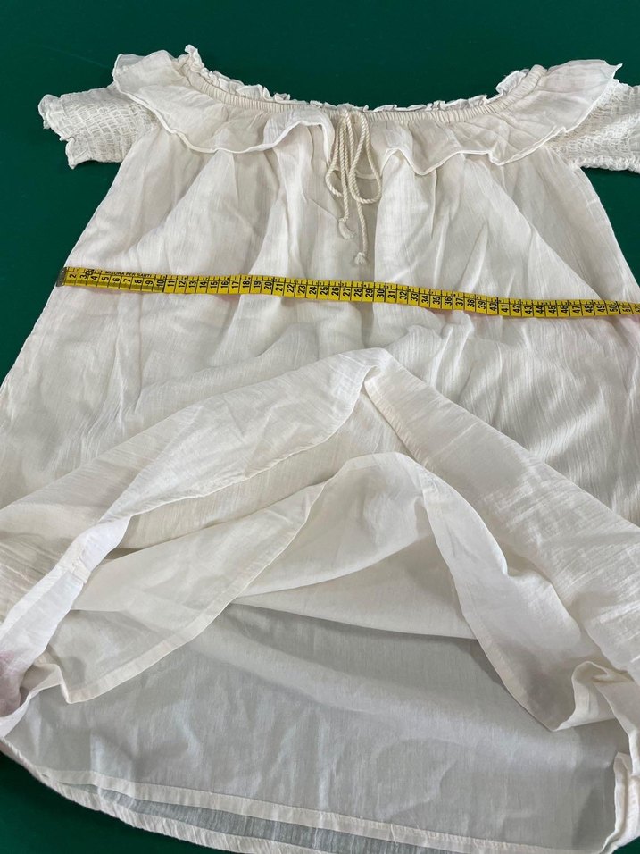 Beyaz Keten Mudo  Bohem Elbise - Görsel 5