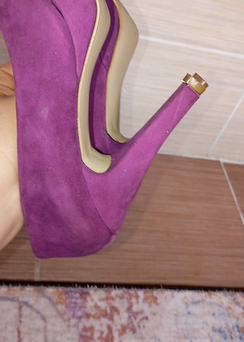 Mor Süet Platform Topuklu Kadın Stiletto - Görsel 3