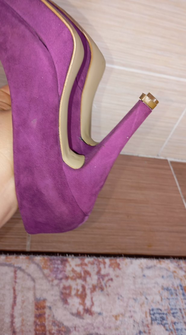 Mor Süet Platform Topuklu Kadın Stiletto - Görsel 3