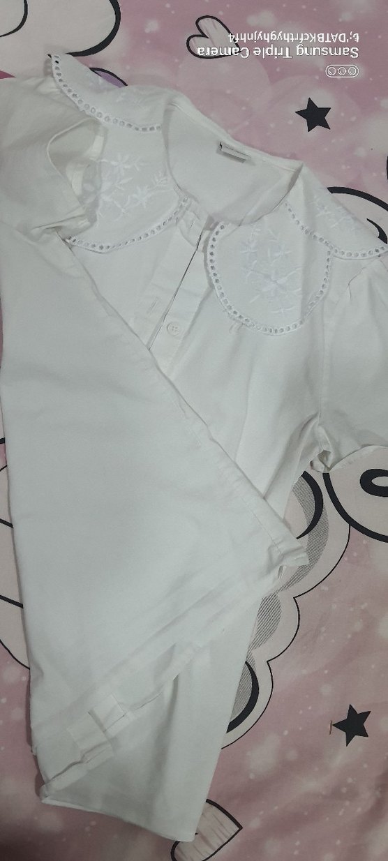 Nakışlı Beyaz Kadın Gömlek - Görsel 3