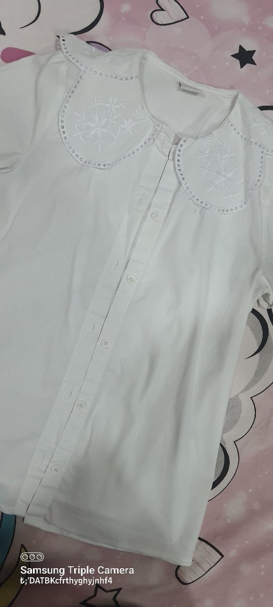 Nakışlı Beyaz Kadın Gömlek - Görsel 2