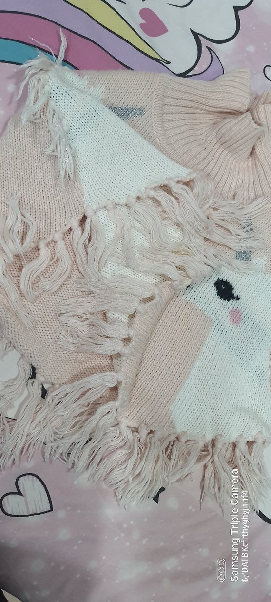 Kız Çocuk Bohem Boğazlı Triko panço - Görsel 3