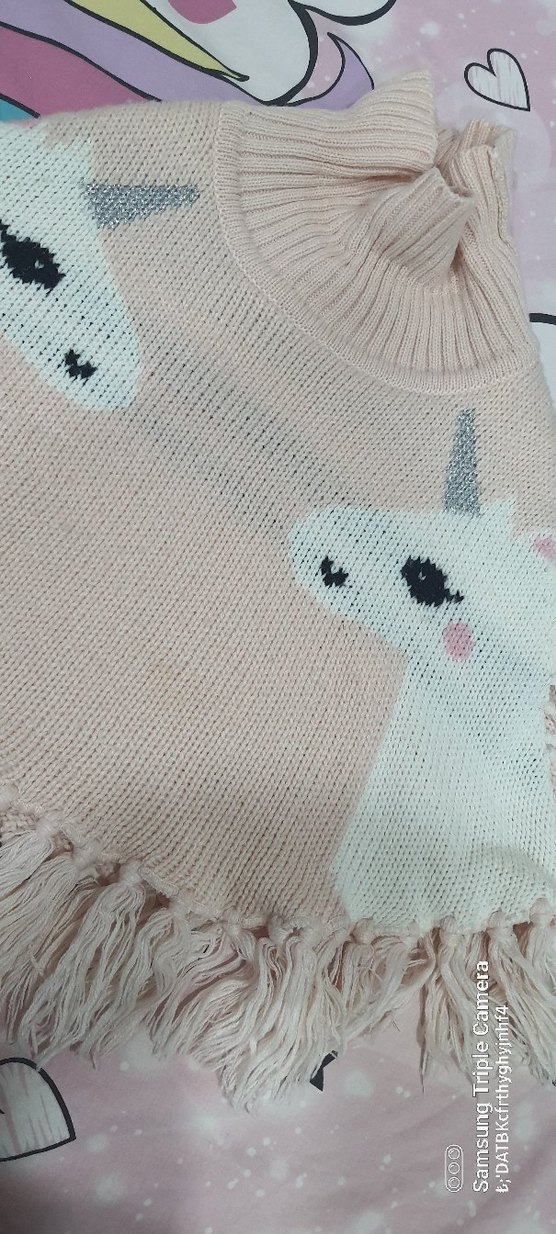 Kız Çocuk Bohem Boğazlı Triko panço - Görsel 2