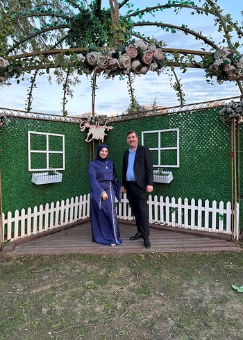 Nakışlı Lacivert Drapeli Uzun Abiye Elbise - Görsel 2