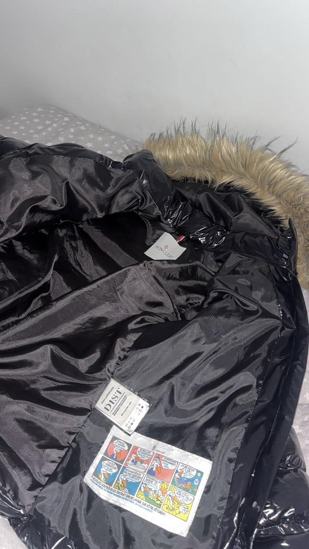 Siyah Parlak Kürklü Kadın Kışlık Mont - Görsel 2