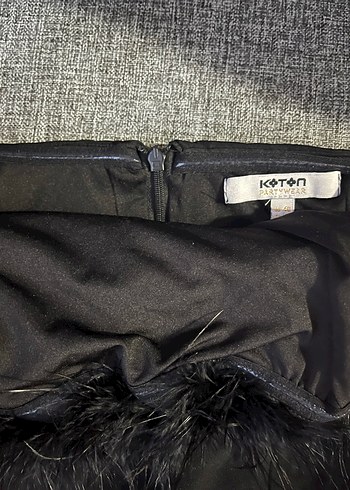 Tüylü Straplez Mini Elbise - Görsel 3