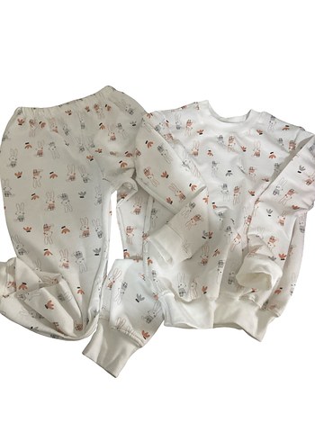 Beyaz Desenli kız / erkek  Pijama Takımı - Görsel 7