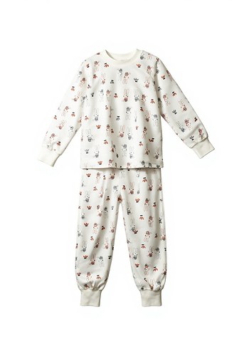 Beyaz Desenli kız / erkek  Pijama Takımı - Görsel 3