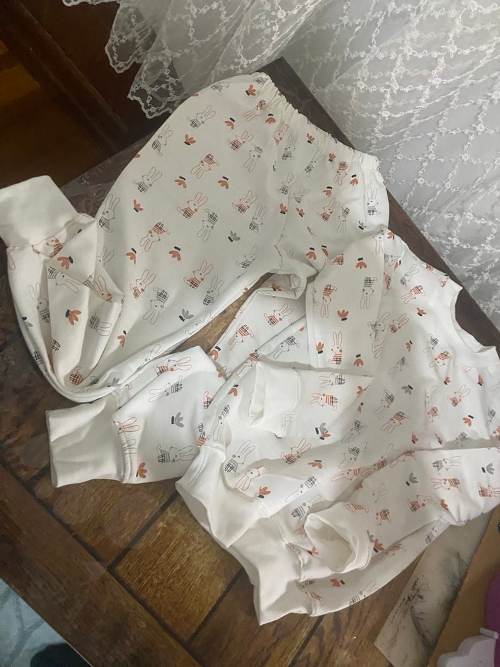 Beyaz Desenli kız / erkek  Pijama Takımı - Görsel 5