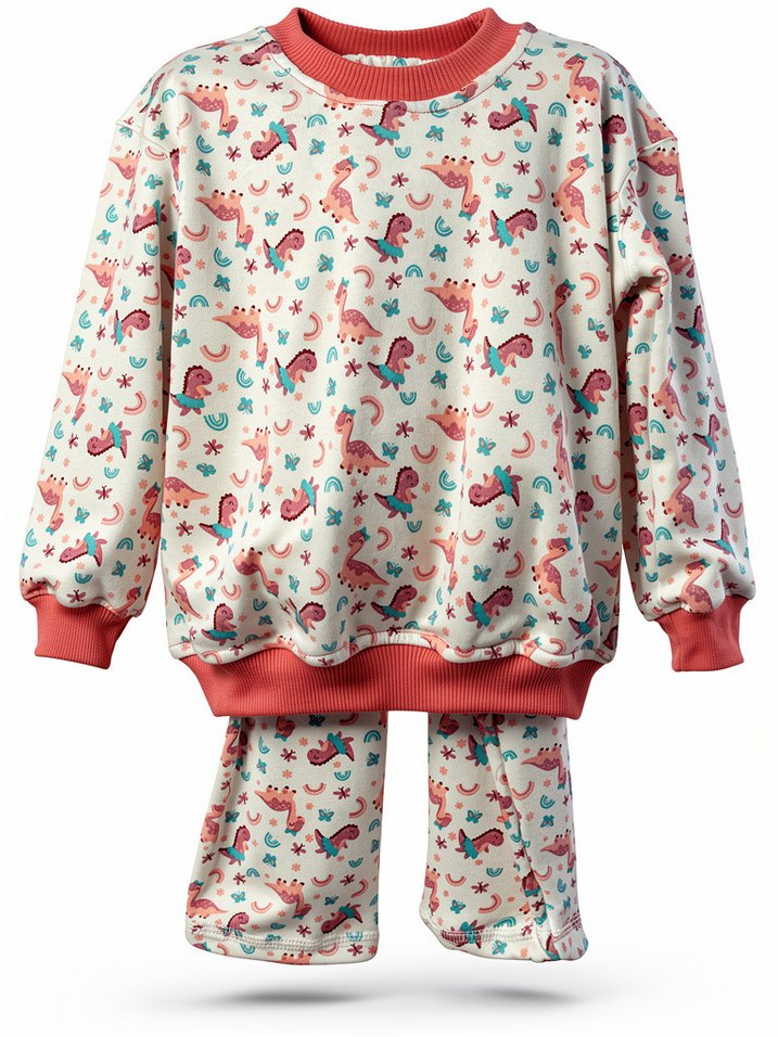 Kız Çocuk Uzun Kollu Bağlama Desenli Pijama - Görsel 2