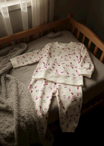 Beyaz ribanaDetaylı Bebek Kız Takımı - Görsel 3