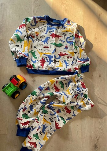 Renkli Dinazor Desenli Erkek Çocuk Pijama Takımı - Görsel 3