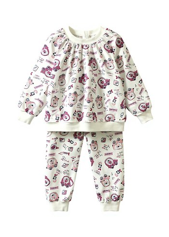 Baskılı Beyaz Bebek Kız Takımı - Görsel 4