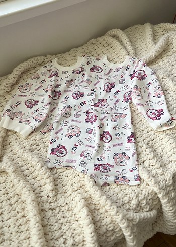 Baskılı Beyaz Bebek Kız Takımı - Görsel 2