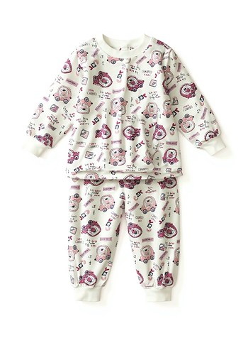 Baskılı Beyaz Bebek Kız Takımı - Görsel 3