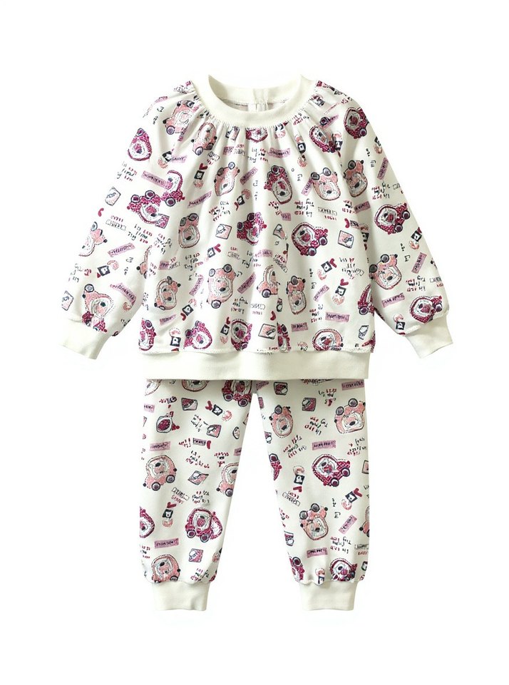 Baskılı Beyaz Bebek Kız Takımı - Görsel 4