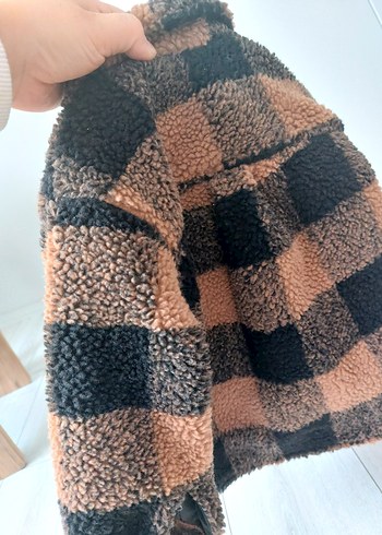 Kahverengi Ekose Peluş Erkek Çocuk Kaban - Görsel 3