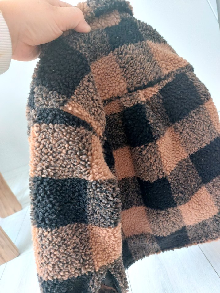 Kahverengi Ekose Peluş Erkek Çocuk Kaban - Görsel 3