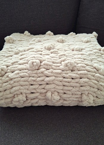 Gri ve Bej Örgü Bebek Battaniyesi (90*90) - Görsel 3