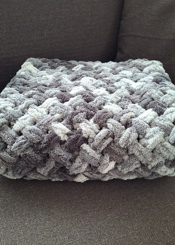 Gri ve Bej Örgü Bebek Battaniyesi (90*90) - Görsel 5