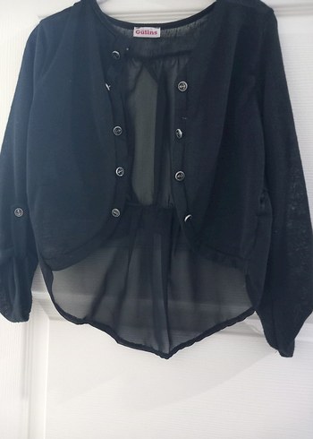 Kız Çocuk Siyah Düğmeli Bolero - Görsel 2