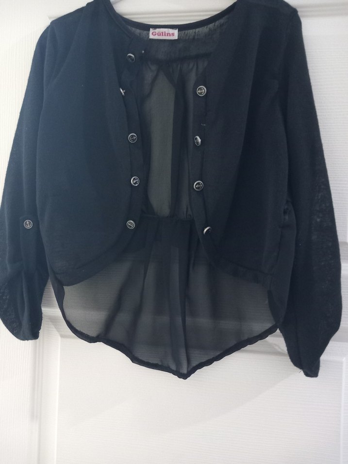 Kız Çocuk Siyah Düğmeli Bolero - Görsel 2