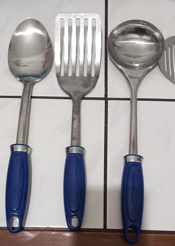 Mavi Saplı metal Detaylı 48 li Çatal Kaşık Bıçak Seti kepçe seti - Görsel 3