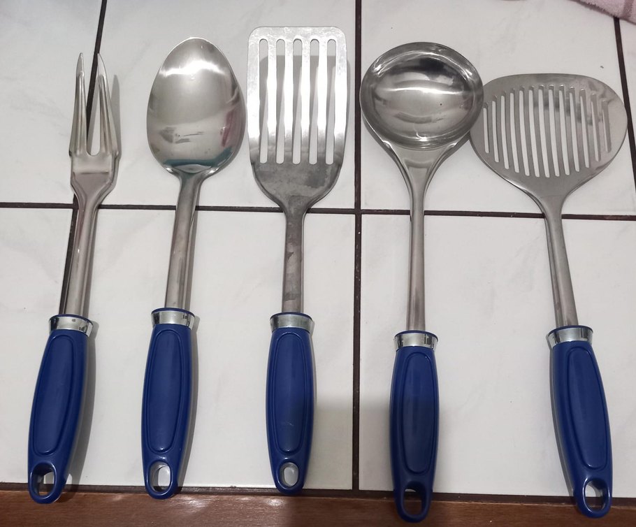 Mavi Saplı metal Detaylı 48 li Çatal Kaşık Bıçak Seti kepçe seti - Görsel 3