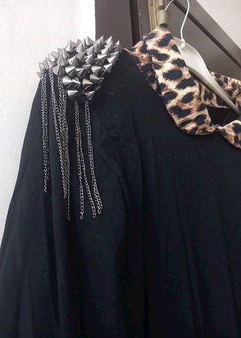 Uzun Siyah Gotik Elbise Leopar Desenli - Görsel 5