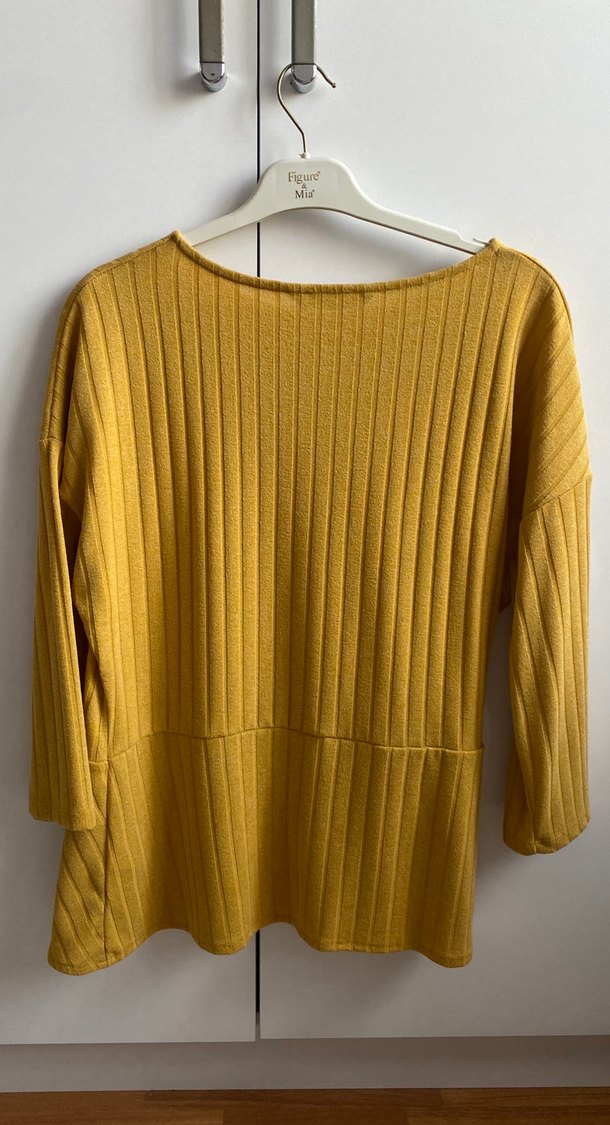 Sarı Uzun Kollu Salaş Triko - Görsel 3